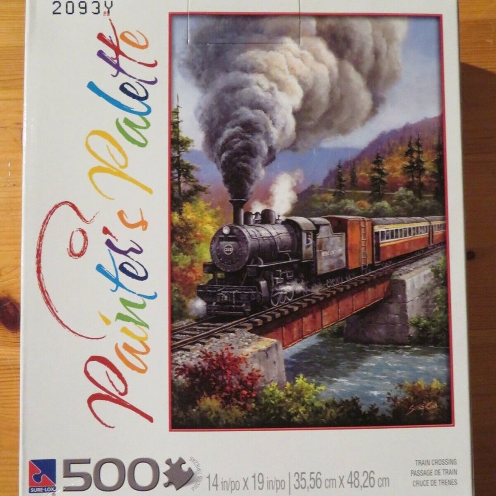 SEALED Sure-Lox TRAIN Crossing Painters Palette 500 Piece Jigsaw (P143)